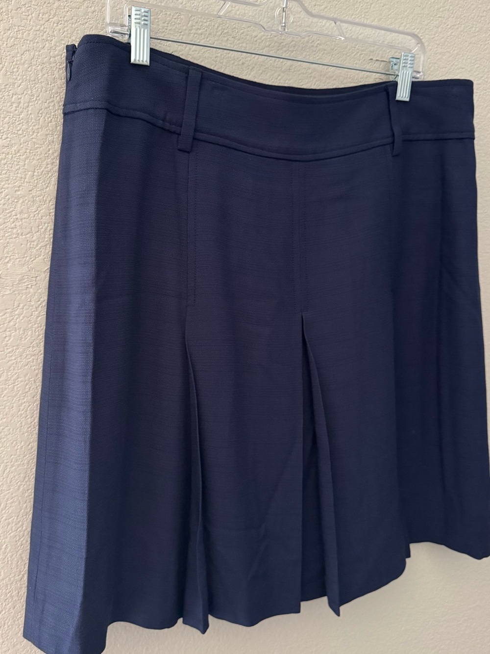 J. Crew 2025 Pleated Knee Length Skirt 14 Navy Blue Classic Minimalist Preppy - Picture 7 of 10
